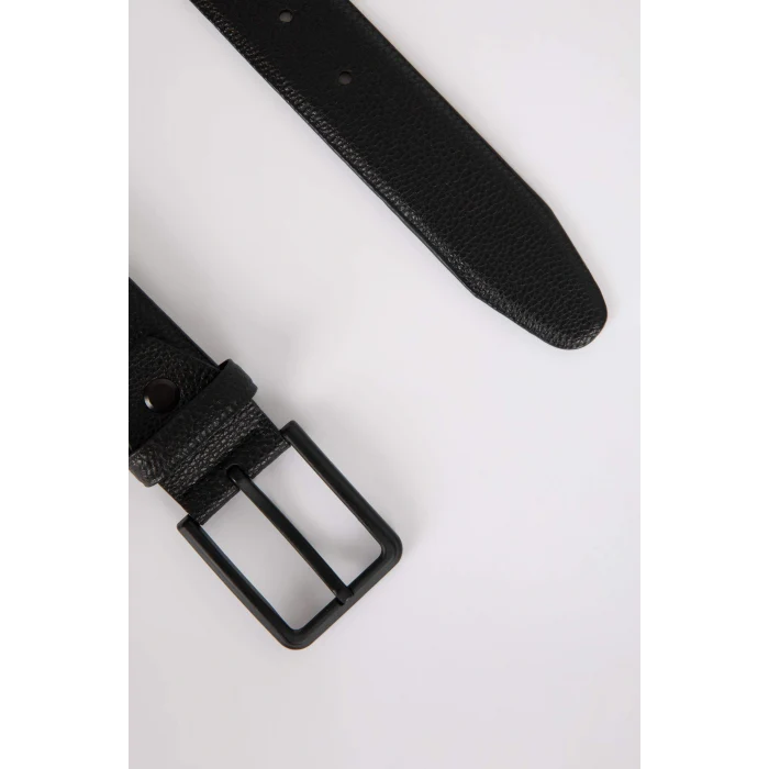 Defacto V0624 Siyah Erkek Dikdörtgen Toka Suni Deri Klasik Kemer