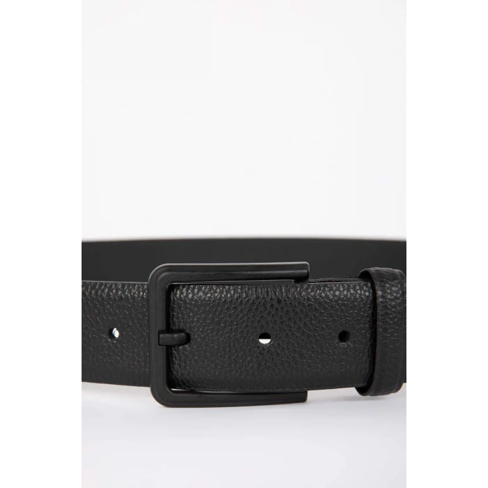 Defacto V0624 Siyah Erkek Dikdörtgen Toka Suni Deri Klasik Kemer