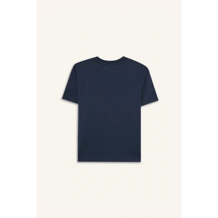 Defacto D9261 Lacivert Erkek Çocuk Bisiklet Yaka Baskılı Kısa Kollu Tişört