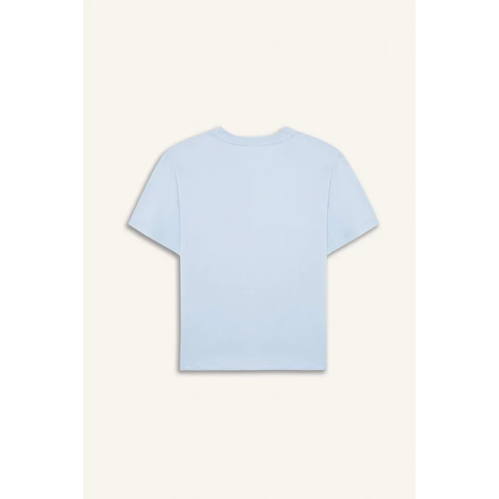 Defacto F0172 Mavi Erkek Çocuk Bisiklet Yaka Baskılı Kısa Kollu Tişört