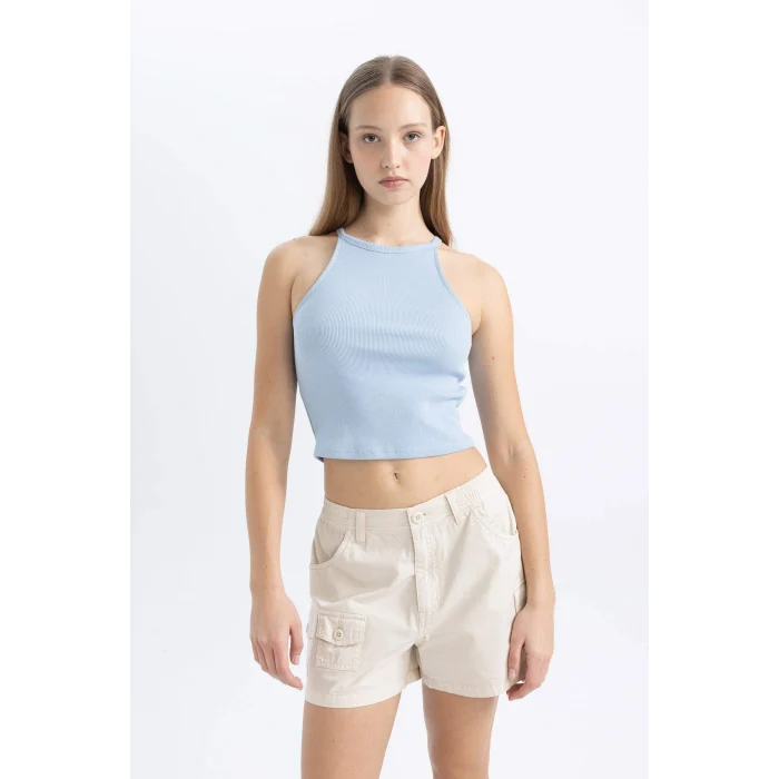 Defacto C4080 Mavi Coool Fitted Fitilli Kaşkorse Basic Düz Atlet