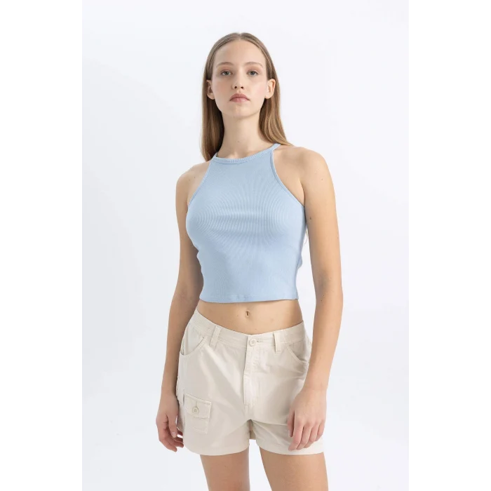 Defacto C4080 Mavi Coool Fitted Fitilli Kaşkorse Basic Düz Atlet