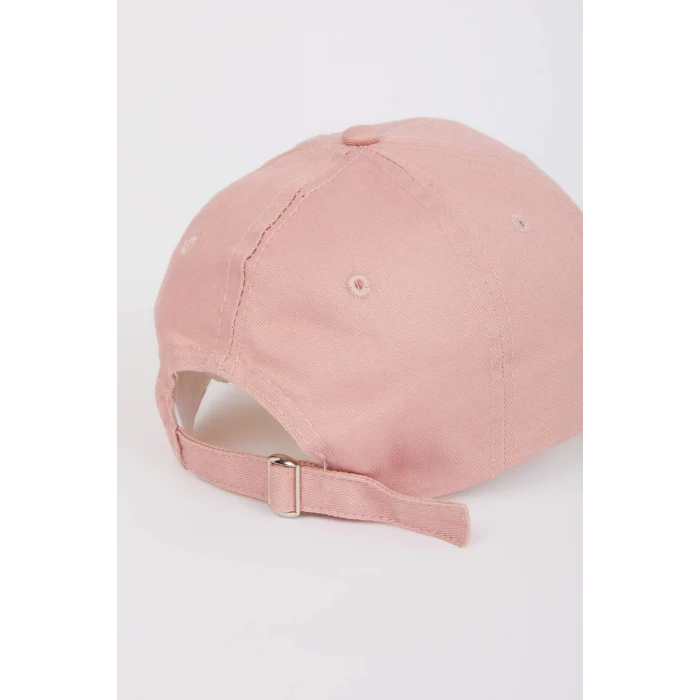 Defacto D9477 Pembe Kadın Etiket Baskılı Dokuma Beyzbol Basketbol Şapkası