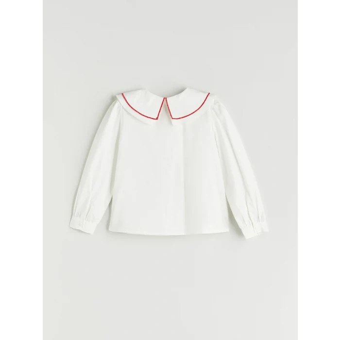 LCW Kids Ekru Kalp Detaylı Kız Çocuk Gömlek