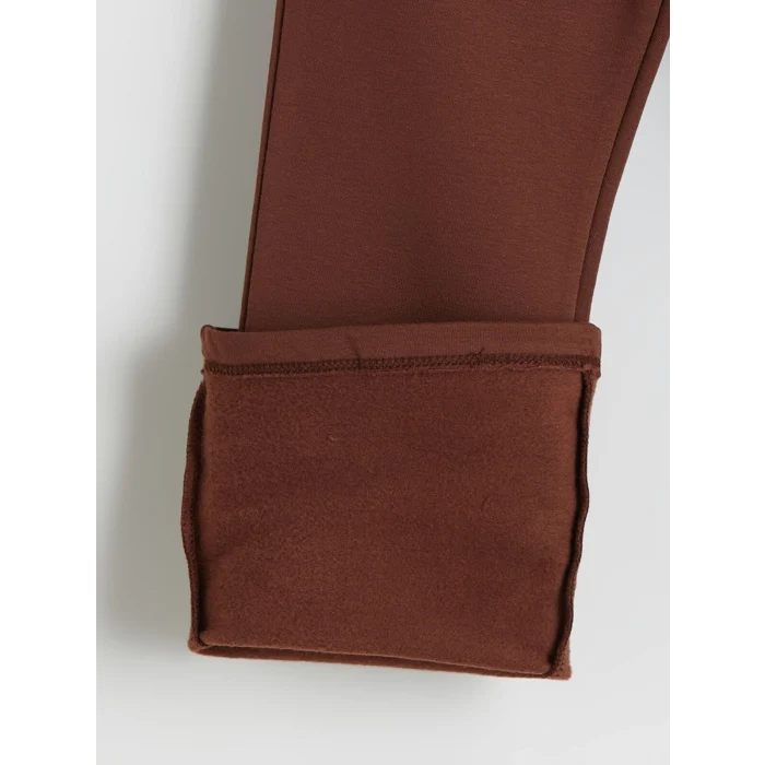 LCW Kids Kahverengi Bebe Yaka Çizgili Kız Çocuk Sweatshirt ve Tayt 2li