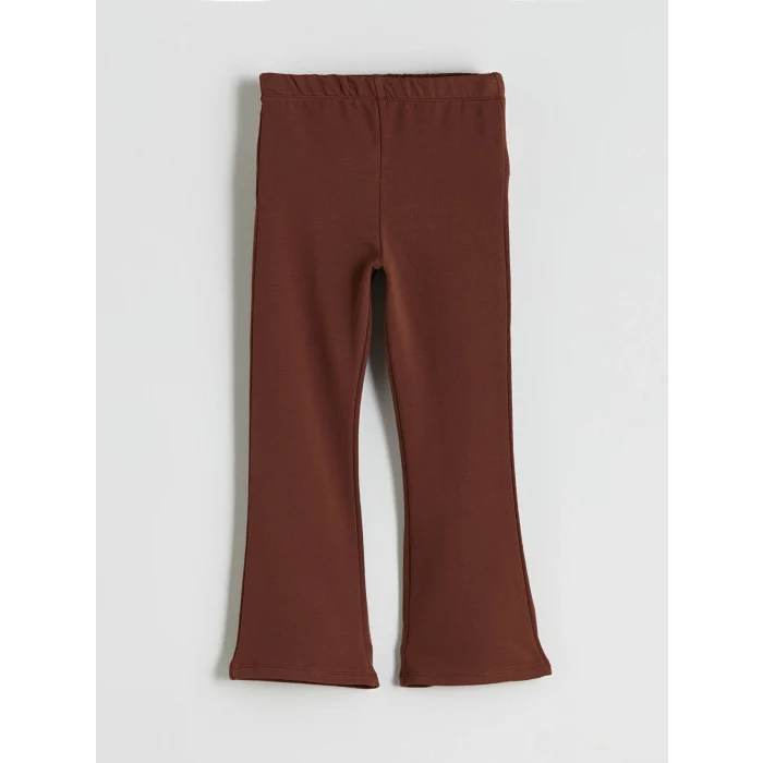 LCW Kids Kahverengi Bebe Yaka Çizgili Kız Çocuk Sweatshirt ve Tayt 2li