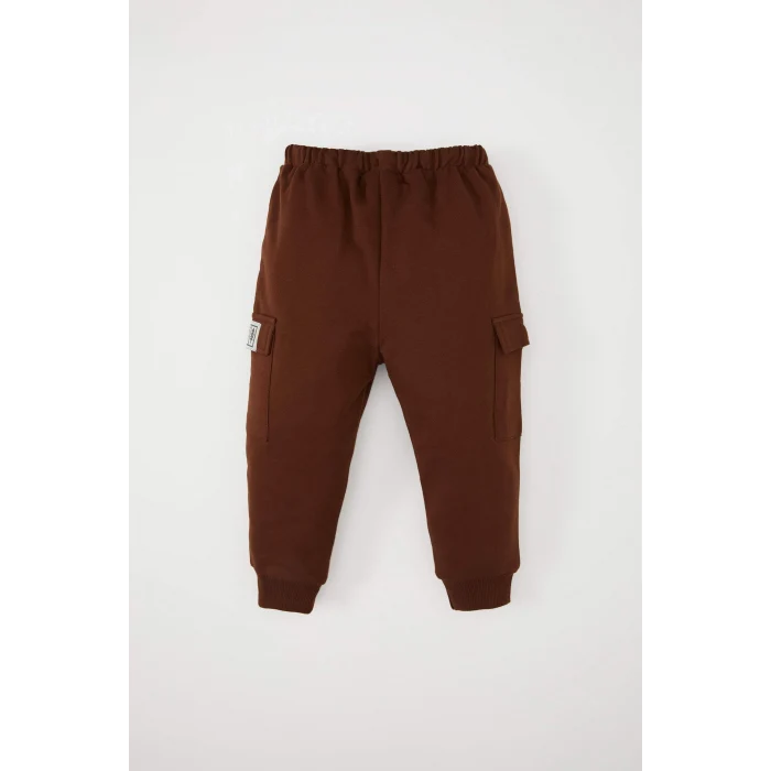 Defacto D5645 Kahve Erkek Bebek Etiket Baskılı Beli Paçası Lastikli Kargo Cepli Eşofman Altı