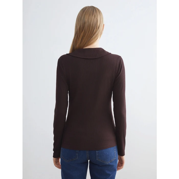 LCWAIKIKI Classic Kahverengi Polo Yaka Kadın Tişört