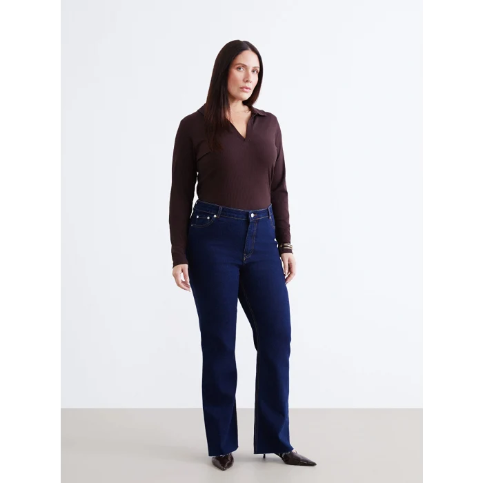 LCWAIKIKI Classic Kahverengi Polo Yaka Kadın Tişört