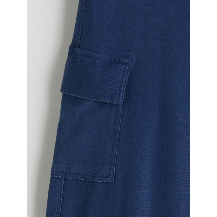 LCW Kids Mavi Beli Lastikli Kız Çocuk Kargo Eşofman Altı