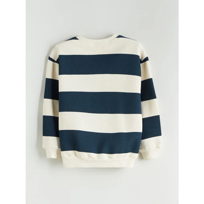 LCW Kids Petrol Bisiklet Yaka Çizgili Erkek Çocuk Sweatshirt