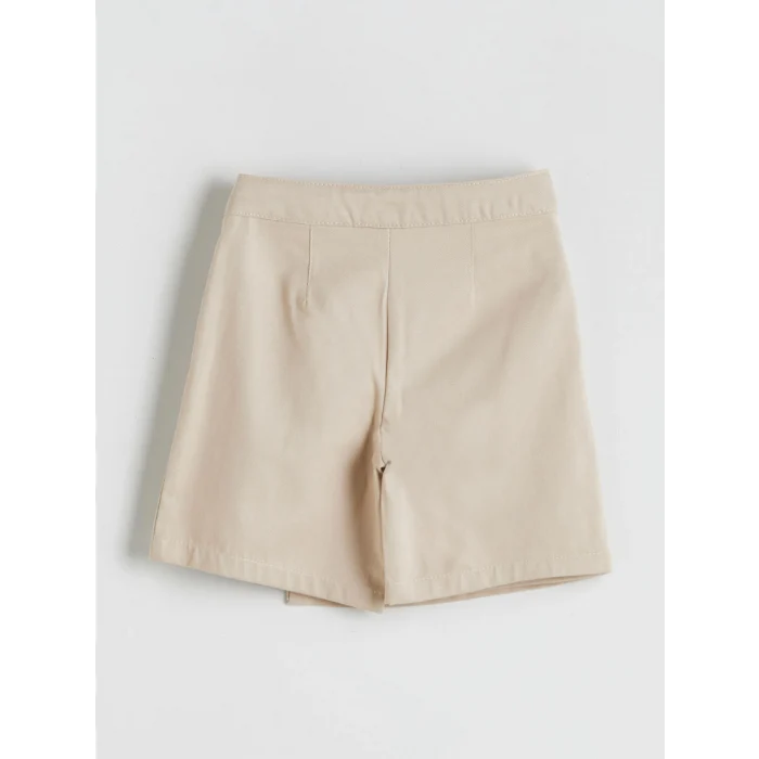 LCW Kids Bej Basic Gabardin Kız Çocuk Şort Etek