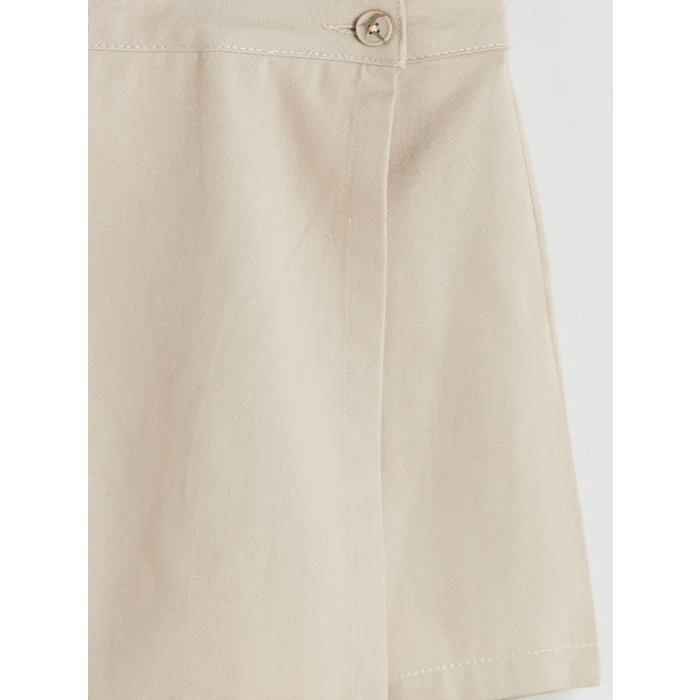 LCW Kids Bej Basic Gabardin Kız Çocuk Şort Etek