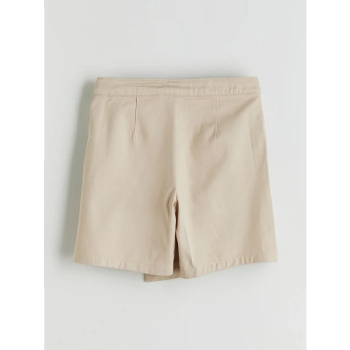 LCW Kids Bej Basic Gabardin Kız Çocuk Şort Etek