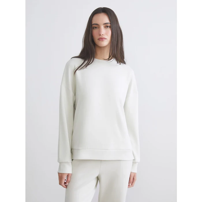 LCW Vision Gri Bisiklet Yaka Oversize Kadın Sweatshirt