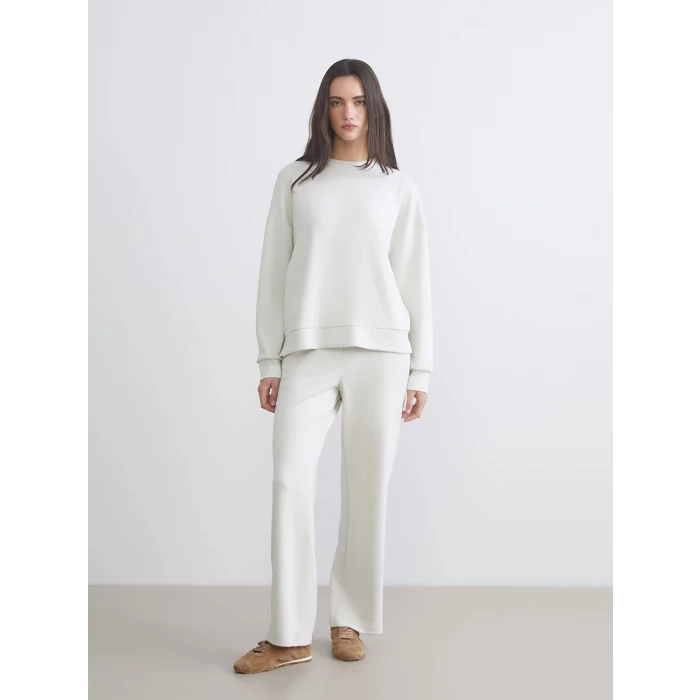 LCW Vision Gri Bisiklet Yaka Oversize Kadın Sweatshirt