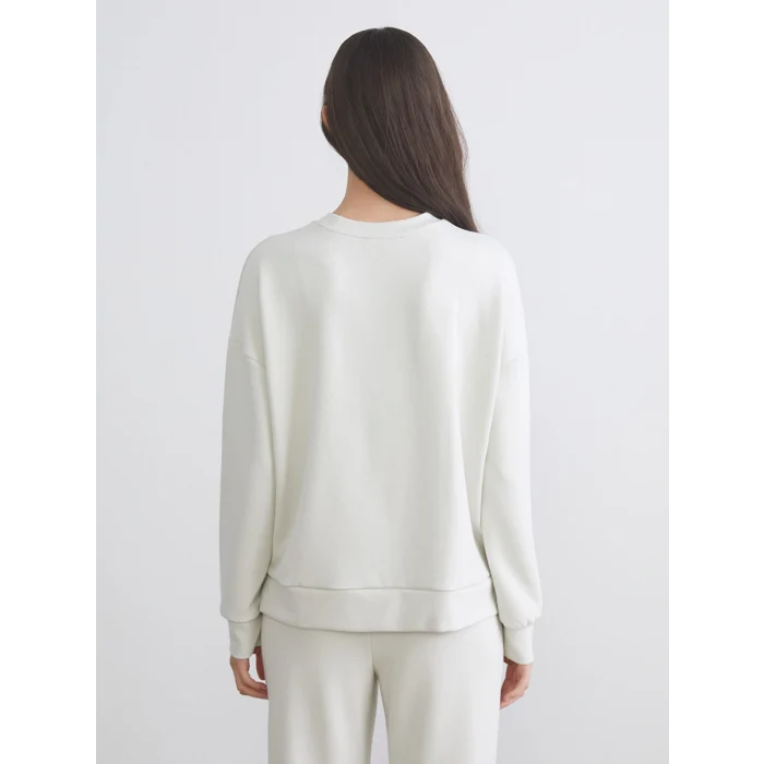 LCW Vision Gri Bisiklet Yaka Oversize Kadın Sweatshirt