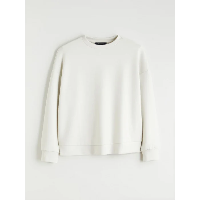 LCW Vision Gri Bisiklet Yaka Oversize Kadın Sweatshirt