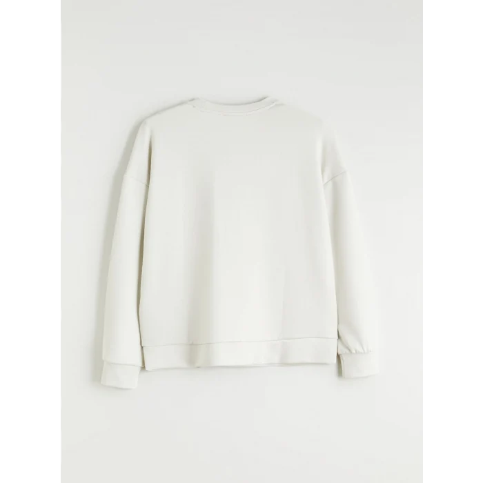 LCW Vision Gri Bisiklet Yaka Oversize Kadın Sweatshirt