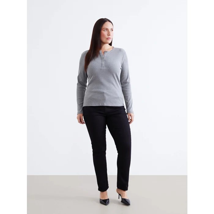 LCWAIKIKI Classic Antrasit Bisiklet Yaka Kadın Body