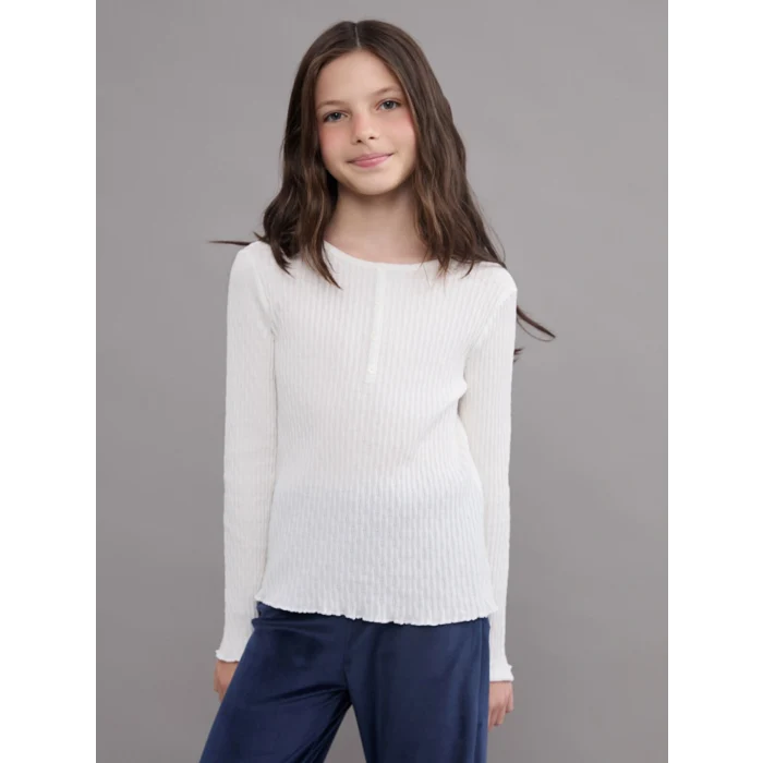 LCW Kids Ekru Bisiklet Yaka Kız Çocuk Tişört