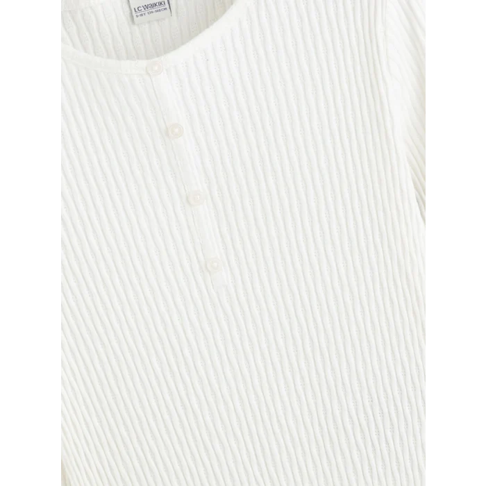 LCW Kids Ekru Bisiklet Yaka Kız Çocuk Tişört