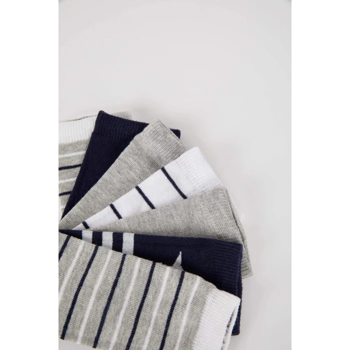 Defacto Z9124 Lacivert Erkek Çocuk 7li Pamuklu Patik Çorap