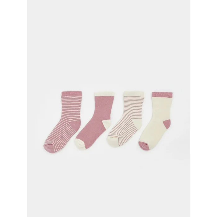 LCW baby Pembe Kız Bebek Havlu Soket Çorap 4lü