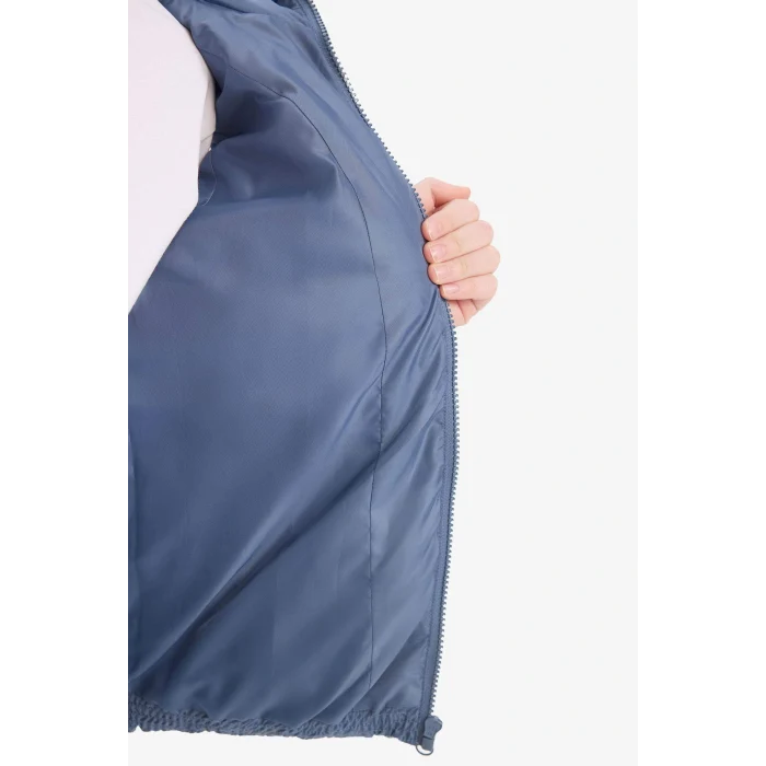 Defacto E7497A8GR171 Gri Erkek Çocuk Su Geçirmez Kapüşonlu Fermuarlı Şişme Yelek