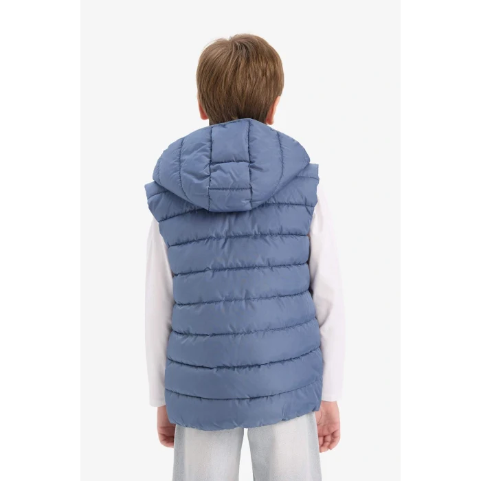 Defacto E7497A8GR171 Gri Erkek Çocuk Su Geçirmez Kapüşonlu Fermuarlı Şişme Yelek