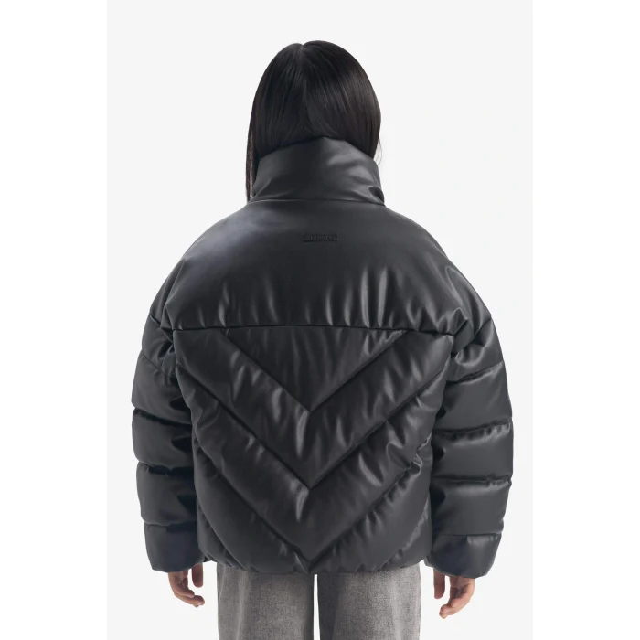 Defacto F0054A8BK27 Siyah Kız Çocuk Dik Yaka Fermuarlı Şişme Mont