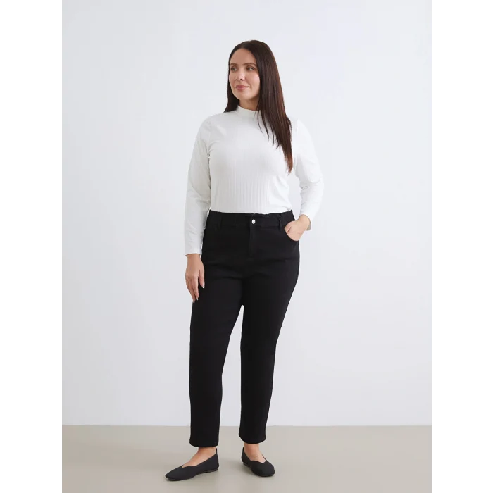 LCWAIKIKI Classic Siyah Slim Mom Kadın Jean Pantolon