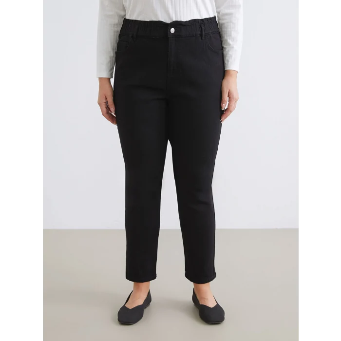 LCWAIKIKI Classic Siyah Slim Mom Kadın Jean Pantolon