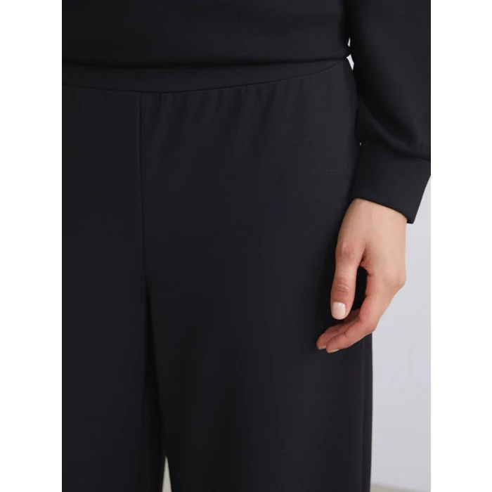 LCW Modest Siyah Büyük Beden Beli Lastikli Geniş Paça Kadın Pantolon