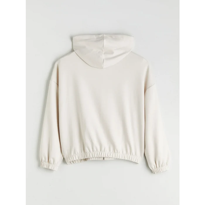 XSIDE Bej Kapüşonlu Oversize Kadın Fermuarlı Sweatshirt