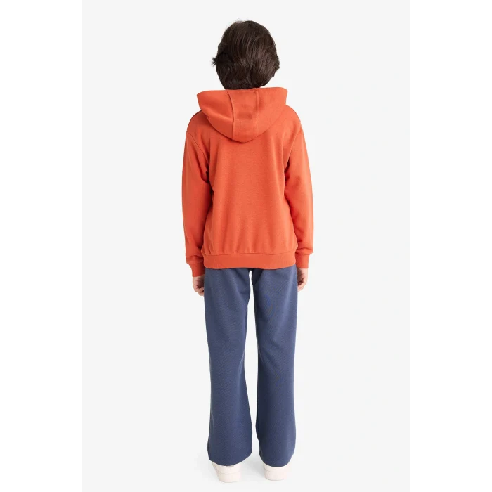 Defacto G3662A8OG171 Turuncu Erkek Çocuk 2li Takım Kapüşonlu Baskılı Sweatshirt Eşofman Altı