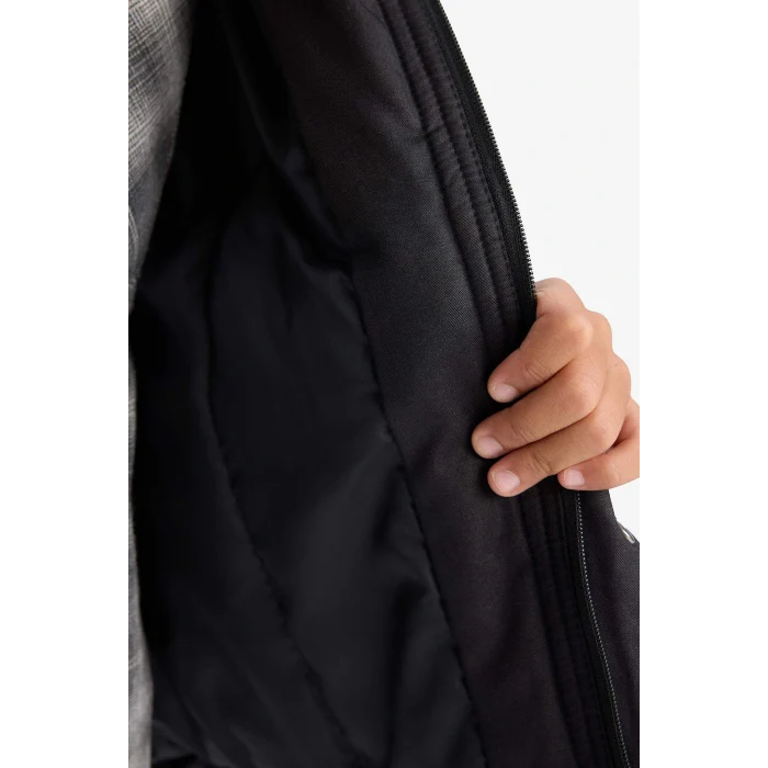 Defacto D5903A8BK27 Siyah Erkek Çocuk Polo Yaka Çıtçıtlı Mont