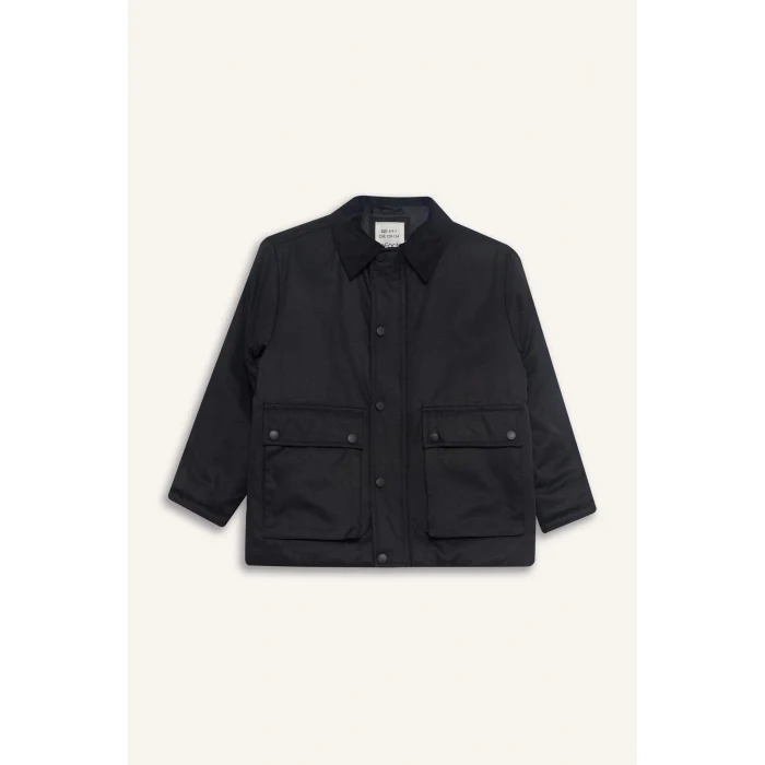 Defacto D5903A8BK27 Siyah Erkek Çocuk Polo Yaka Çıtçıtlı Mont