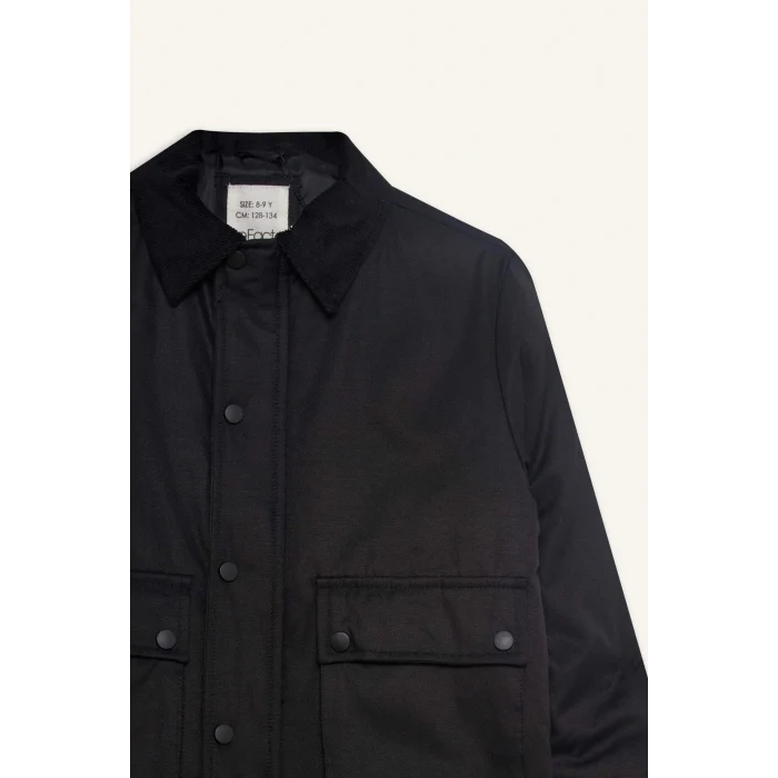 Defacto D5903A8BK27 Siyah Erkek Çocuk Polo Yaka Çıtçıtlı Mont