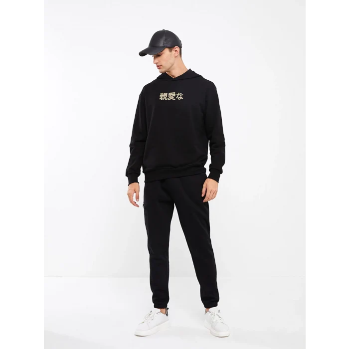 XSIDE Siyah Uzun Kollu Baskılı Erkek Hoodie