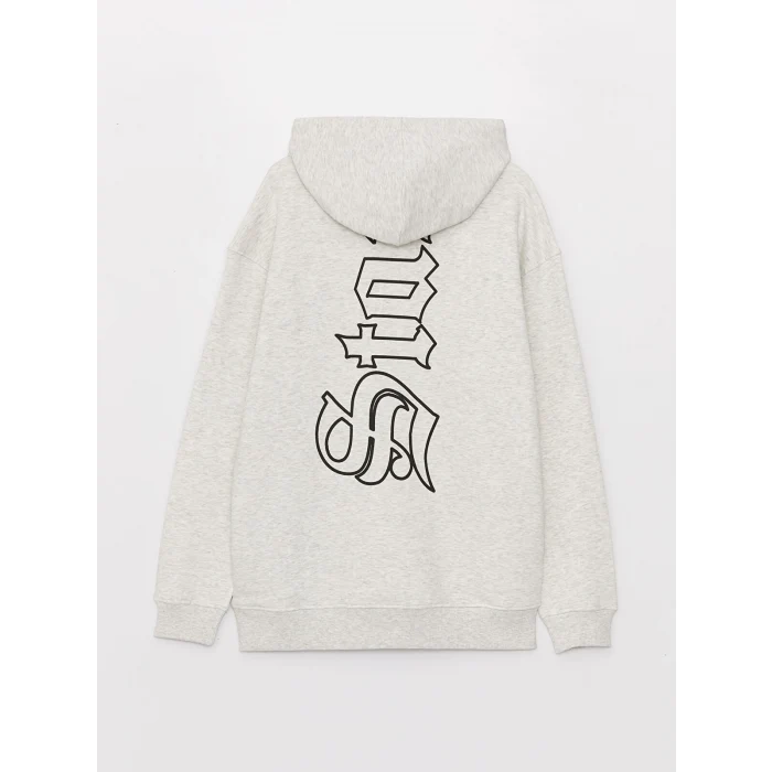 XSIDE Beyaz Uzun Kollu Baskılı Erkek Kalın Hoodie
