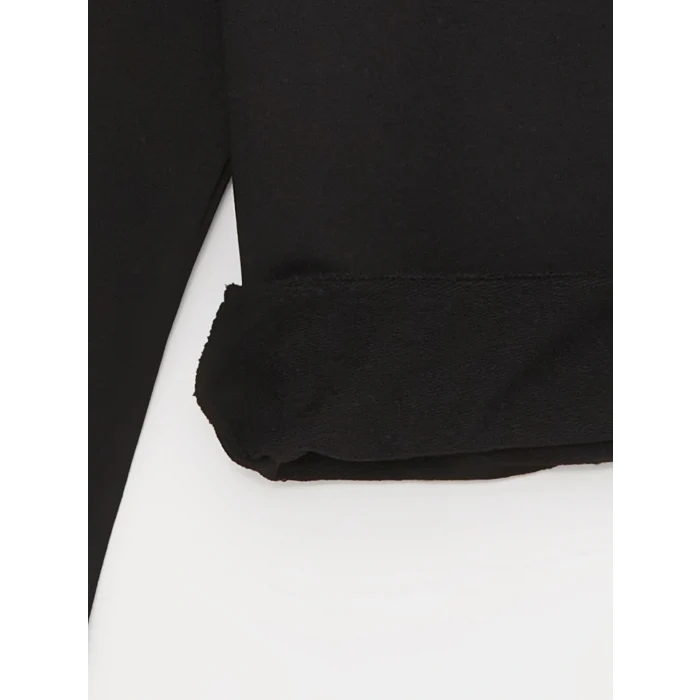 XSIDE Siyah Bisiklet Yaka Uzun Kollu Baskılı Erkek Sweatshirt