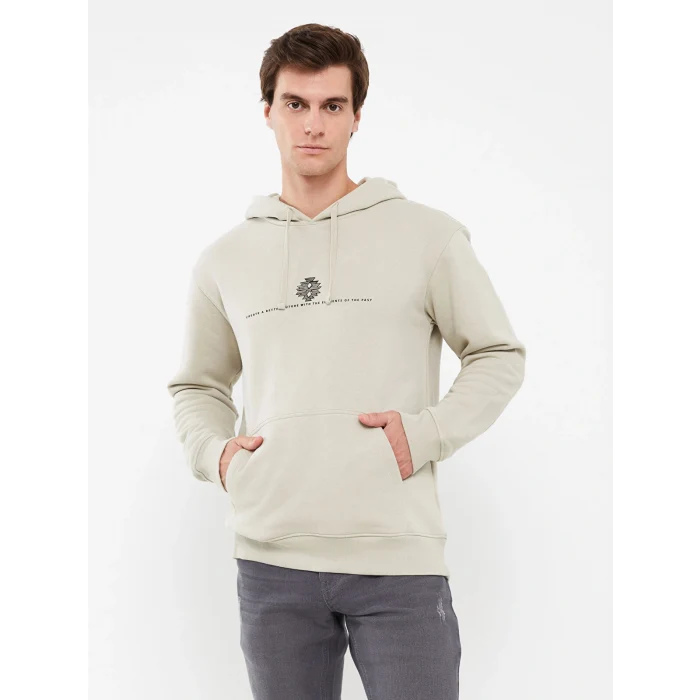 XSIDE Bej Uzun Kollu Erkek Hoodie