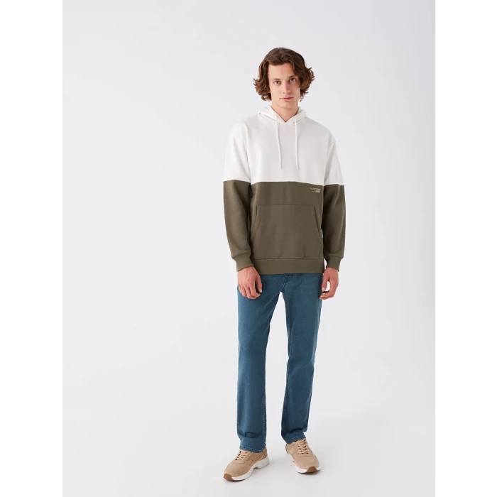 XSIDE Gri Uzun Kollu Renk Bloklu Erkek Kalın Hoodie