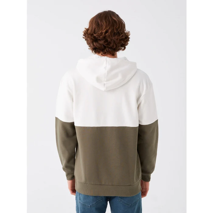 XSIDE Gri Uzun Kollu Renk Bloklu Erkek Kalın Hoodie