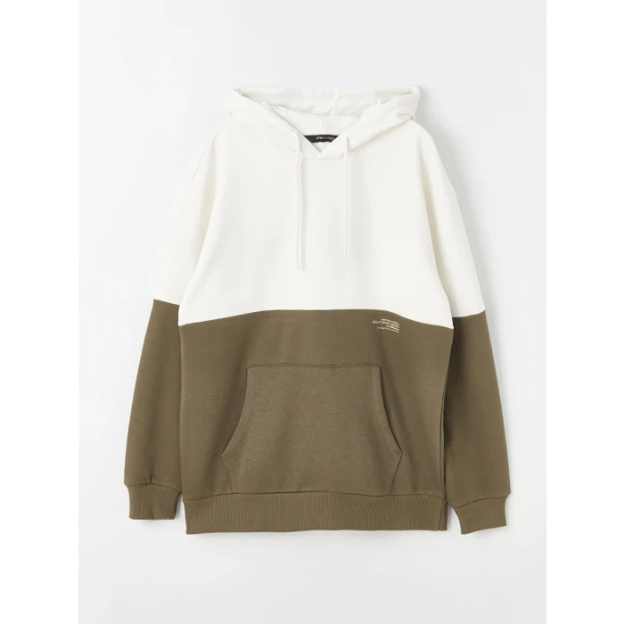 XSIDE Gri Uzun Kollu Renk Bloklu Erkek Kalın Hoodie