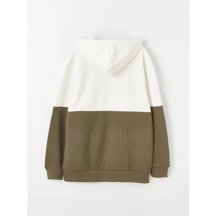 XSIDE Gri Uzun Kollu Renk Bloklu Erkek Kalın Hoodie