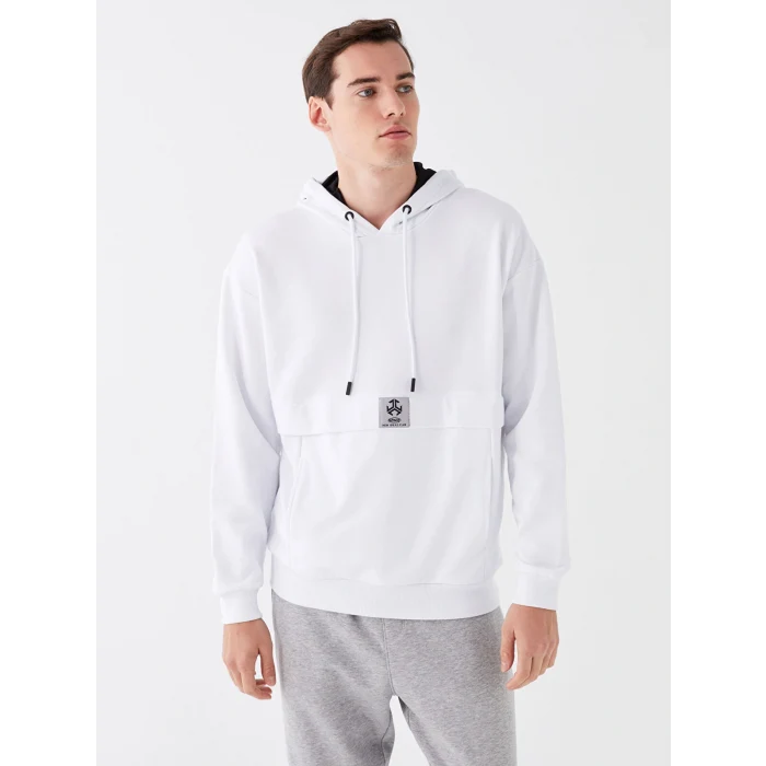 XSIDE Beyaz Uzun Kollu Baskılı Erkek Hoodie