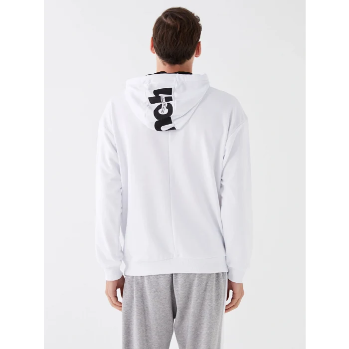 XSIDE Beyaz Uzun Kollu Baskılı Erkek Hoodie
