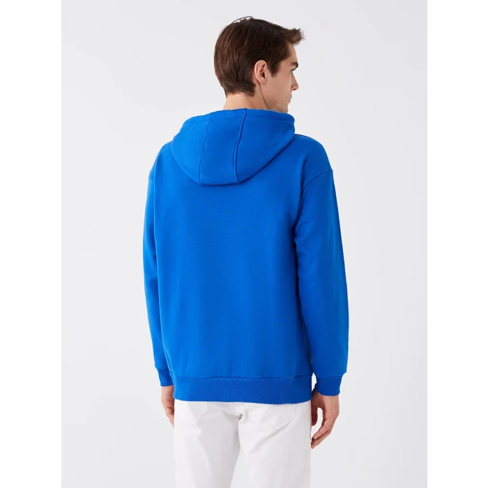 XSIDE Mavi Uzun Kollu Baskılı Erkek Kalın Hoodie